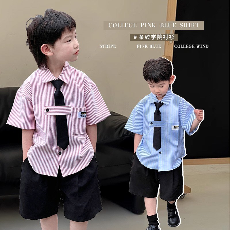 六一儿童主持人礼服夏季男童生日背带裤套装幼儿园毕业钢琴演出服