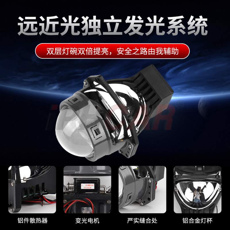 IPHCAR汽车大灯 i8PRO铺路王LED双光透镜lens 升级改装3.0寸车灯