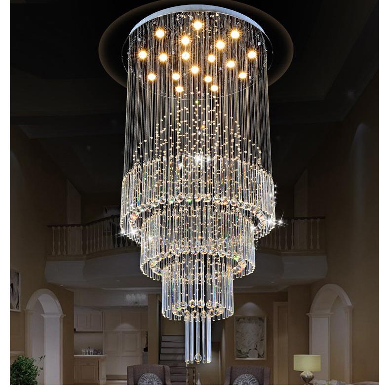 欧式轻奢客厅水晶灯大吊灯旋转楼梯间复式楼别墅大厅灯挑空长吊灯
