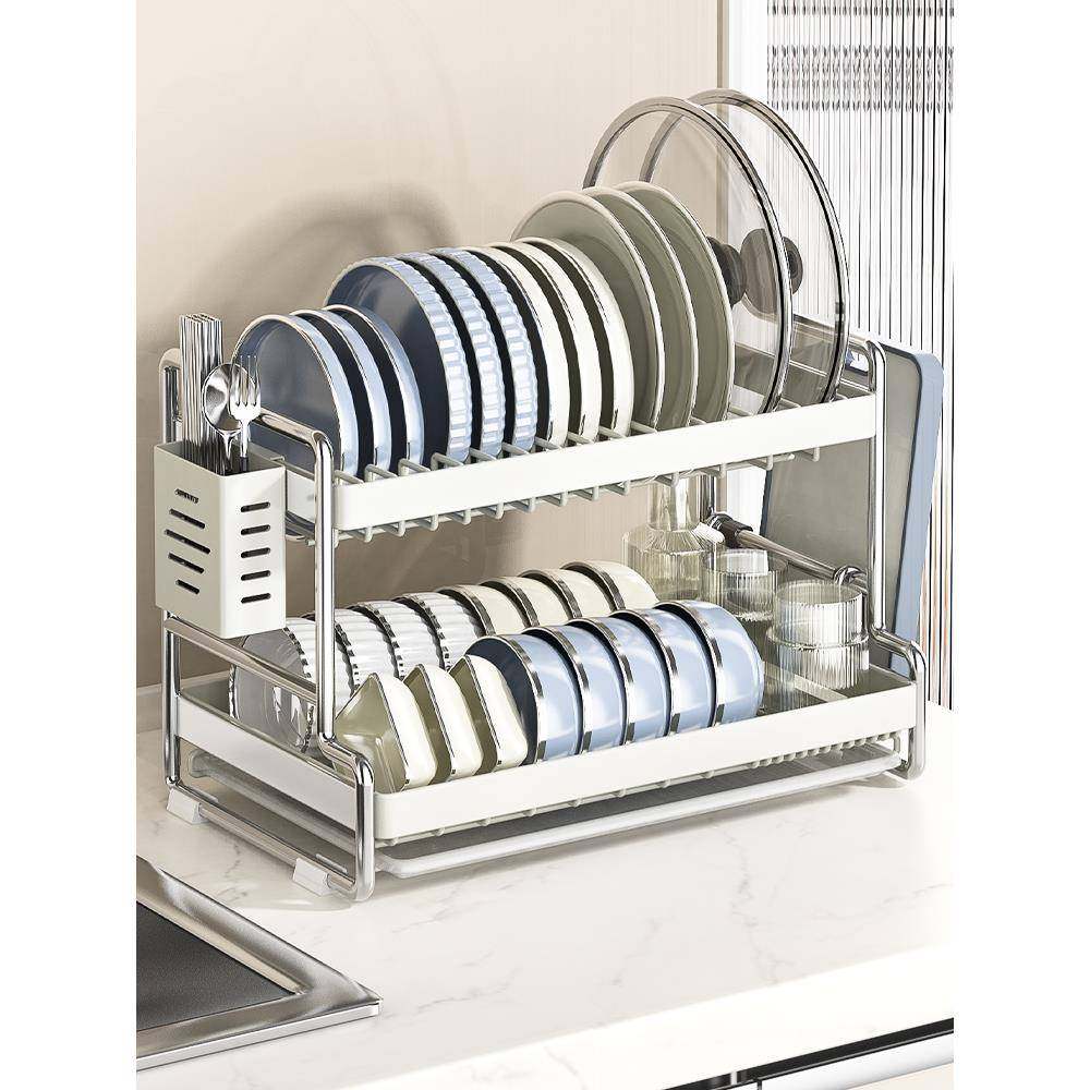 cs不锈钢碗碟收纳架厨房置物架多功能放碗架碗筷收纳盒柜碗盘沥水