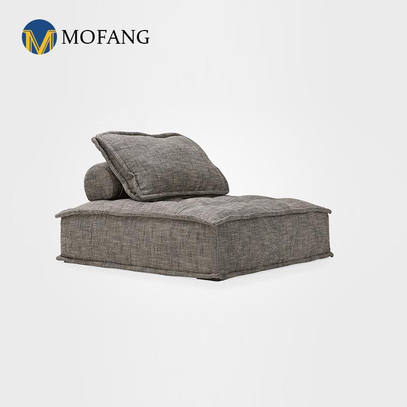 北欧布艺沙发客厅组合无扶手皮埃蒙特单人位三人懒人皮革组合沙发