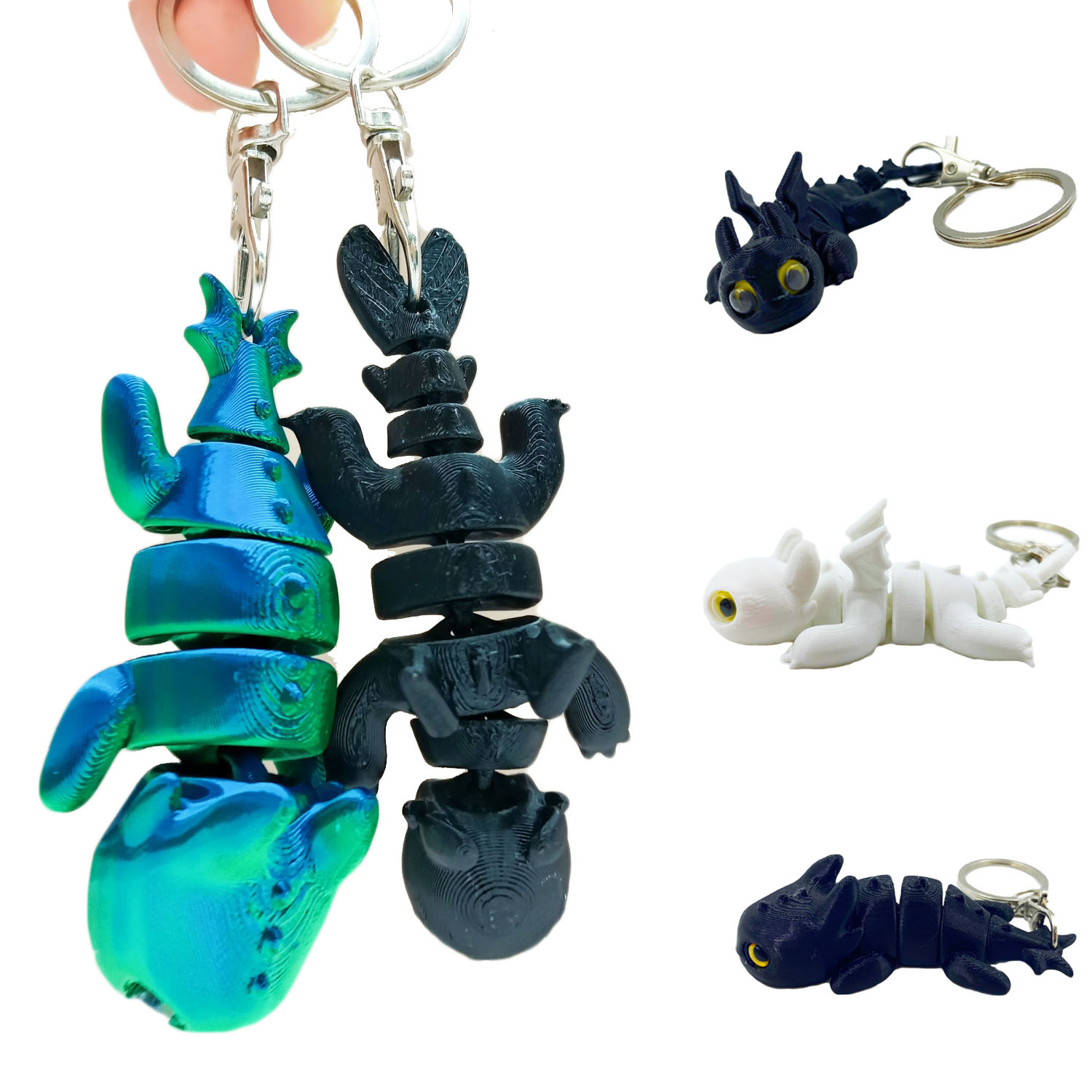 3D打印驯龙高手动漫周边无牙仔钥匙扣多色渐变可挂包包装饰摆件