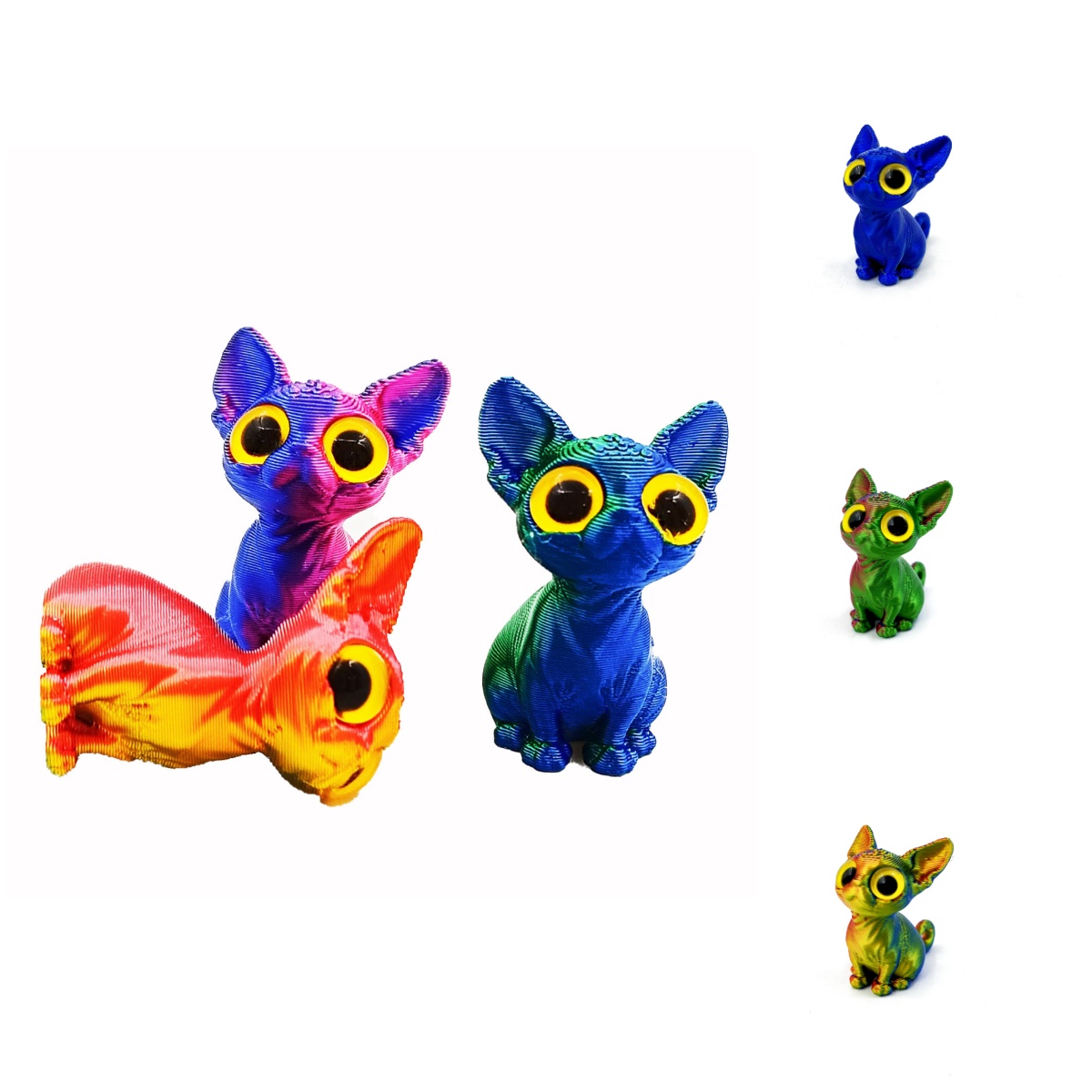 3D打印仿真动物猫咪模型呆萌迷你无毛猫摆件家居书房客厅装饰摆件