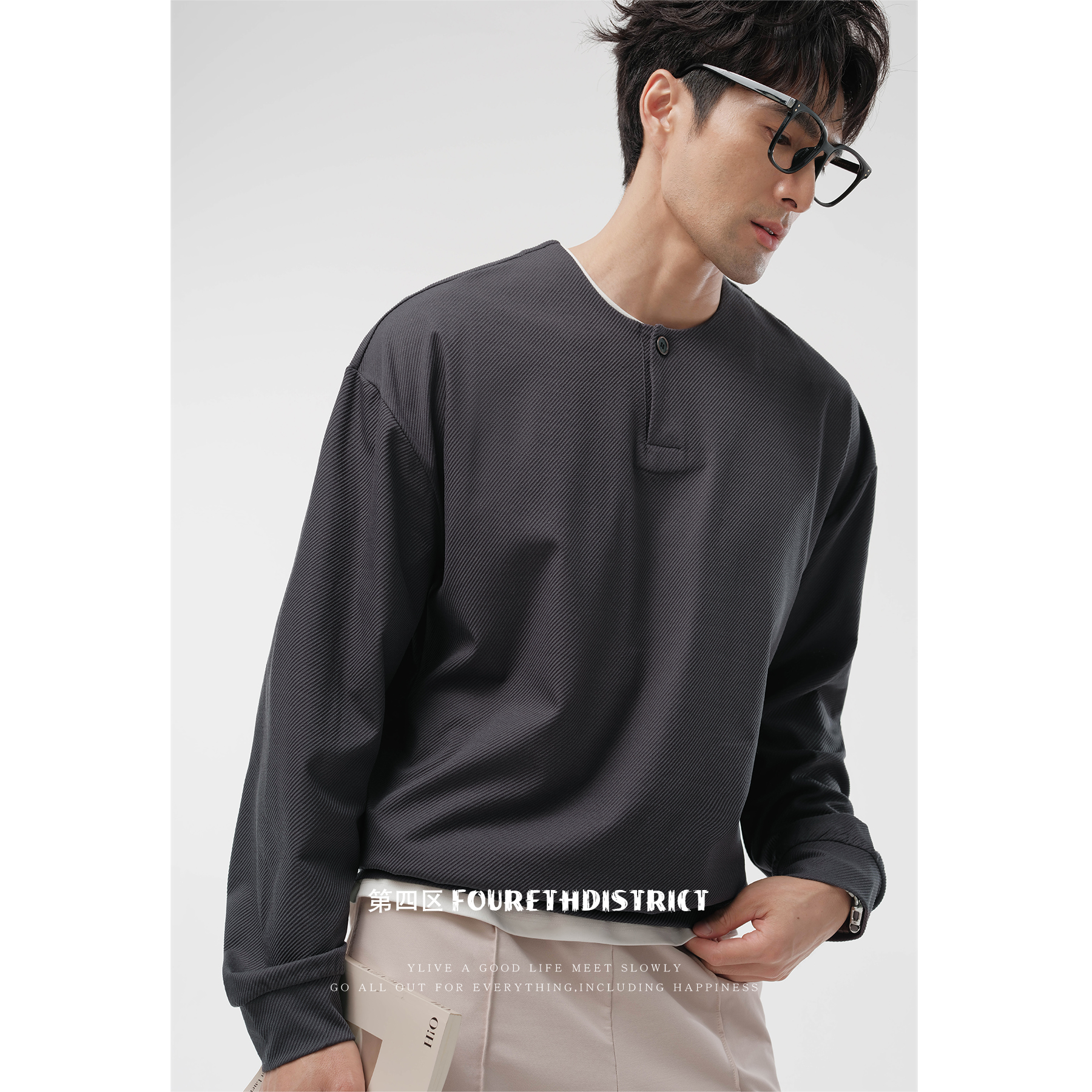 高级感美式亨利领秋季上衣休闲