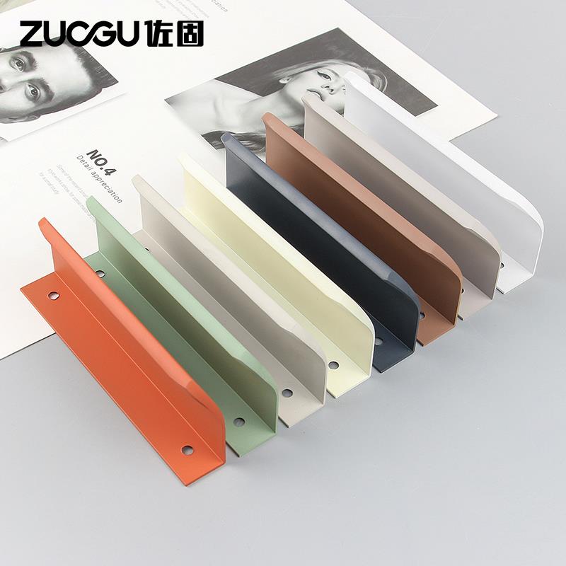 衣柜隐形拉手柜门同色莫兰迪PET肤感木板同色羊绒灰/暖白色把手