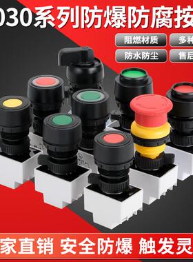 BA8030自复位防爆按钮开关 平钮开孔30mm耐用款防水防爆按钮