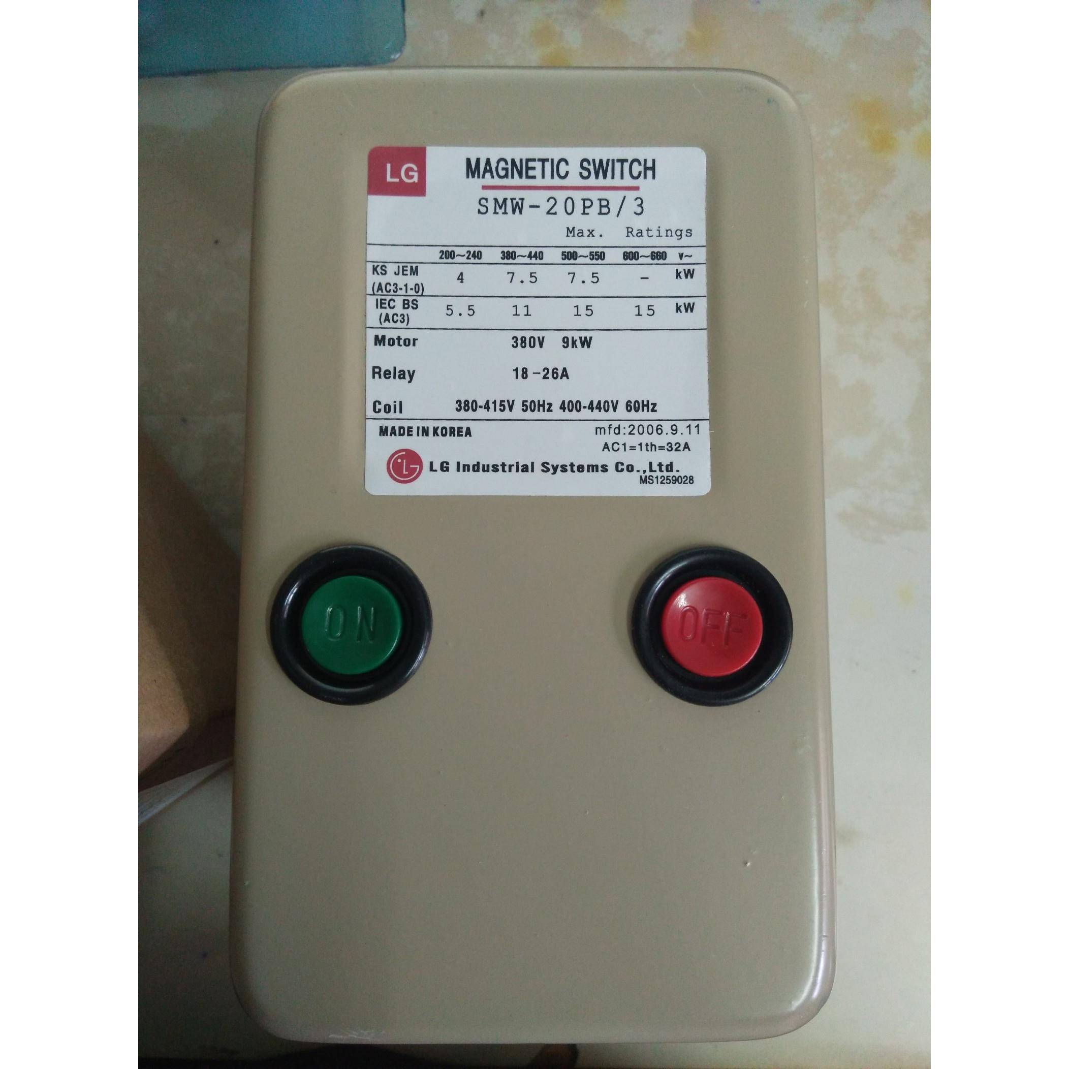 LG磁力启动器 磁力开关SMW-20PB/3 16-22A 12-18A 18-26A 380/220