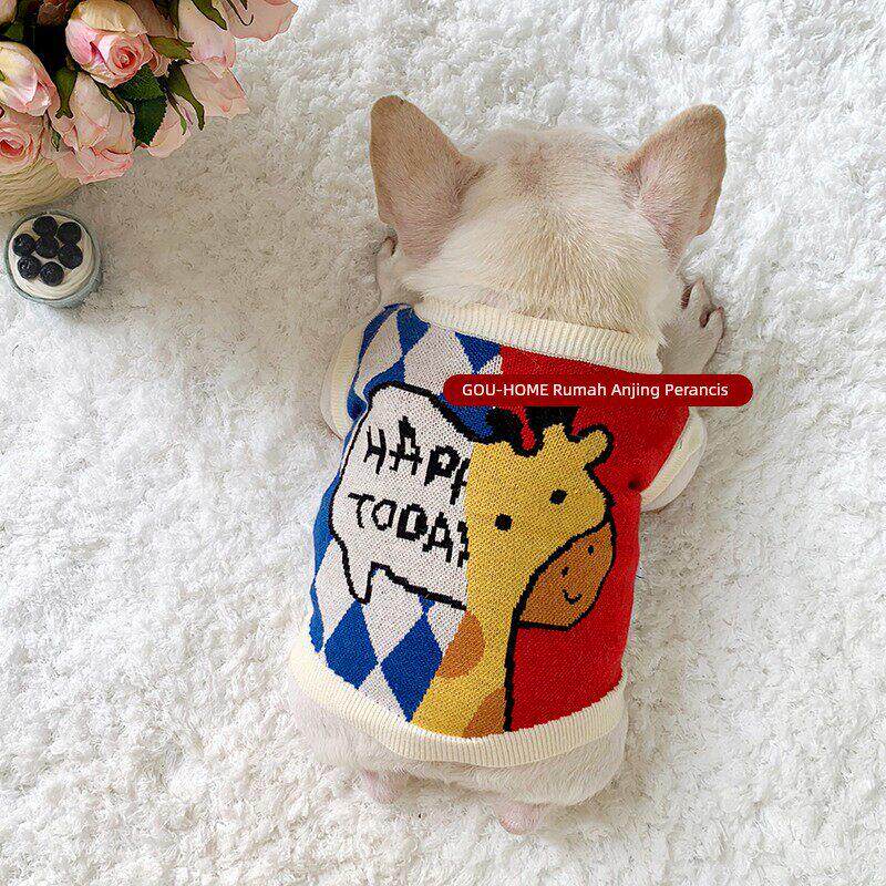 法斗衣服加绒毛衣秋冬新品线衫狗狗背心斗牛犬衣服胖狗巴哥犬衣服