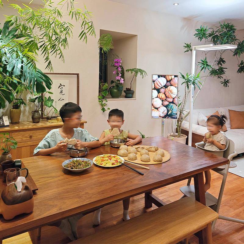 家用实木餐桌黑胡桃木长方形餐桌椅组合客厅原木书桌大板桌工作台