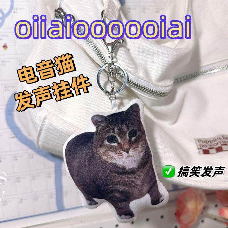 oiiaio鬼畜猫咪语音挂件搞怪发声毛绒钥匙扣小猫表情玩偶抽象礼物