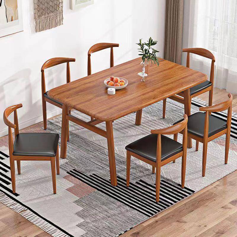 餐桌小户型家用现代简约餐桌椅休闲快餐厅桌椅组合饭桌长方形桌子