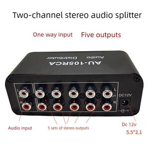 双声道音频分配器音乐音响一分五一路输入五路多路输出一进五出