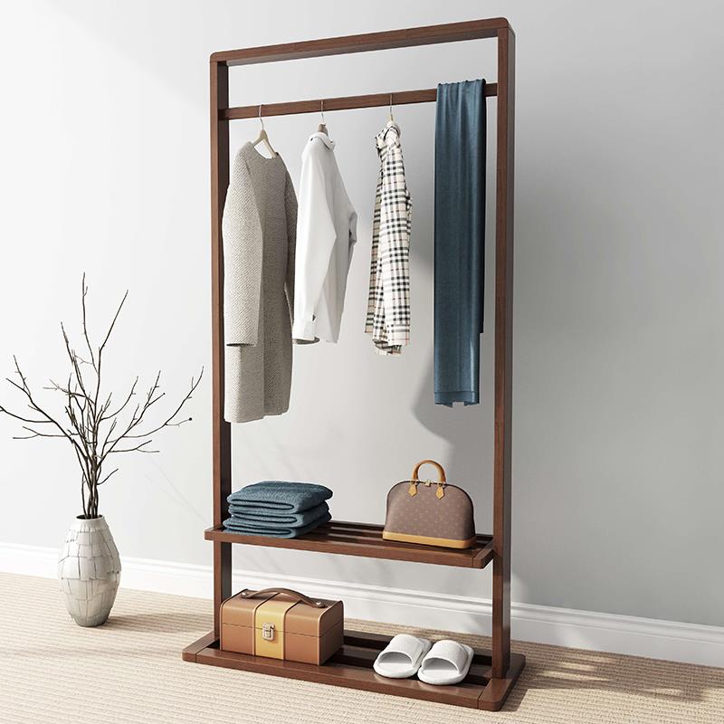 胡桃木北欧挂衣架实木落地卧室衣帽架客厅简约现代新中式民宿衣架