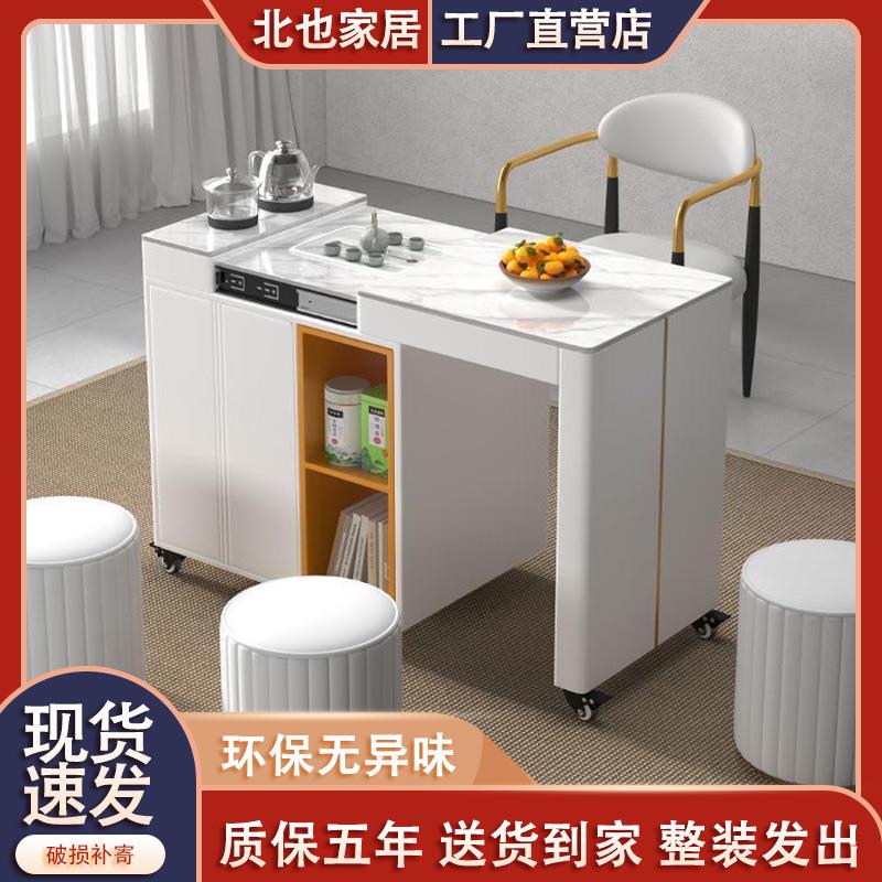 阳台伸缩多功能茶车小型可移动客厅家用小茶桌岩板茶台功夫泡茶桌