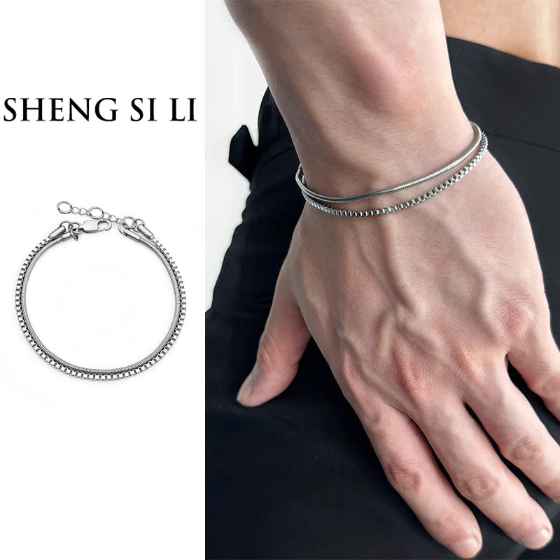 蛇骨双层手链男女钛钢小众设计高级感个性ins潮百搭情侣配饰礼物