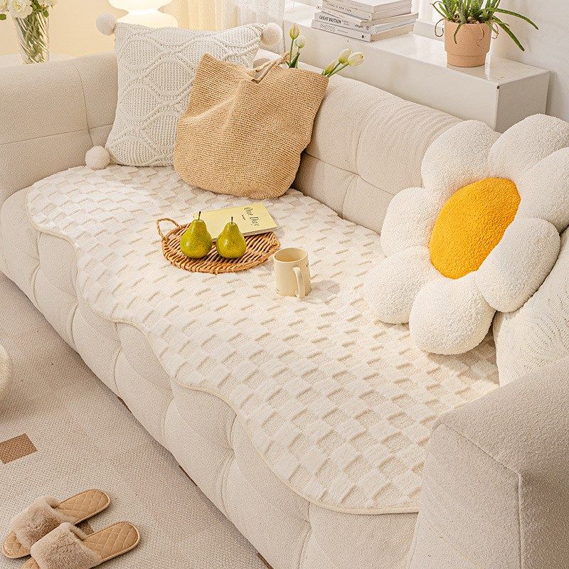 异形棋盘格奶油风沙发垫2024新款直排防滑坐垫四季通用盖布巾套罩,居家布艺,沙发套,淘宝优惠券,粉丝福利购,淘宝优惠卷