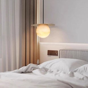 西班牙云石卧室床头灯客厅沙发边灯简约轻奢创意设计师餐厅小吊灯