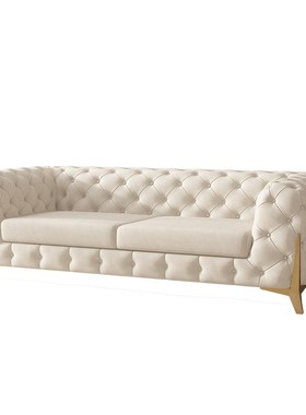 美式设计网红科技布皮质沙发别墅高端客厅大户型简约三人双人沙发