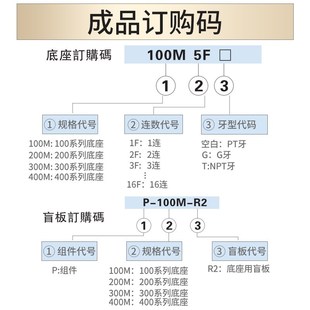 13F 12F 11F 17F 15F 16F 14F 亚德客电磁阀底座阀板汇流板4V300M