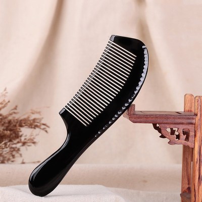 牛角梳大黑角尖SNJ18-2按摩手工水牛角梳子女