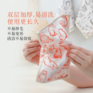 厨房吸水猫咪竹纤维洗碗巾可挂卡通抹布不易沾油擦桌子擦玻璃家用