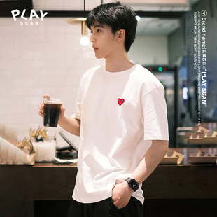 纯棉T恤 少年感穿搭重磅纯色上衣圆领半袖 PLAY官方短袖 男女情侣款