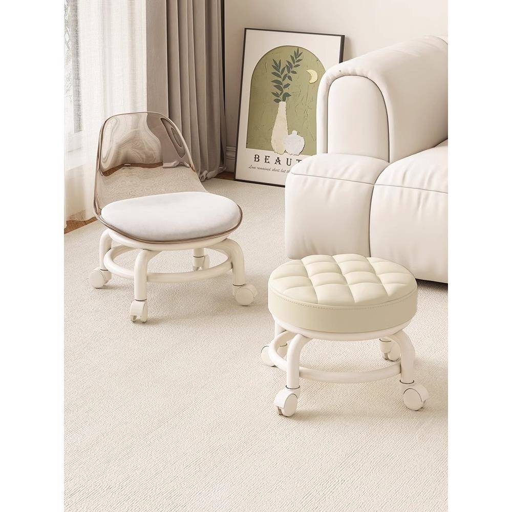 万向轮小凳子网红滑轮矮凳家用换鞋板凳拆快递圆凳美缝靠背小椅子