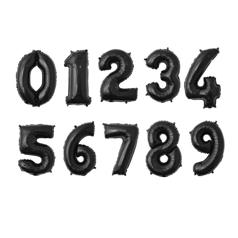 ins黑色数字气球男女朋友生日北欧儿童宝宝周岁满月布置派对装饰