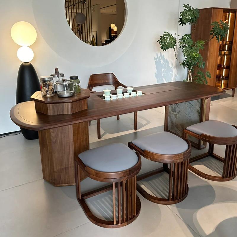 新中式黑胡桃木茶桌2025新款高端禅意实木功夫茶台泡茶桌客厅家用