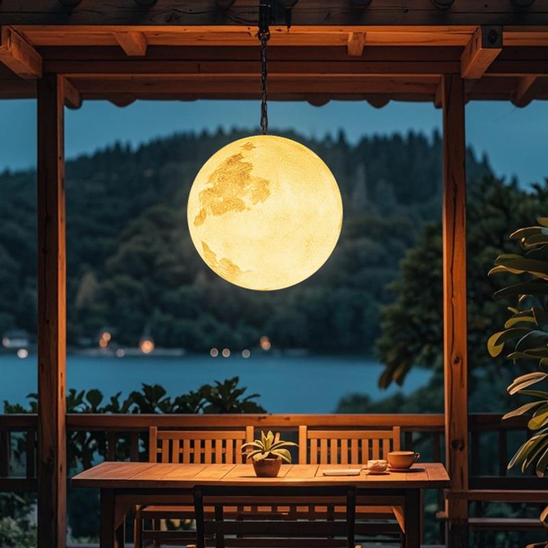 太阳能户外吊灯防水室外别墅花园庭院凉亭月球灯氛围灯月亮装饰灯