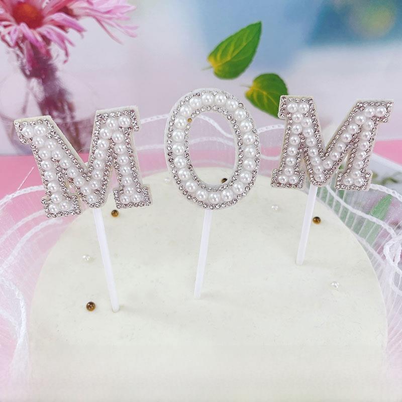 母亲节MOM插件毛毡珍珠网红蛋糕装饰女王女神520妈妈生日摆件插牌