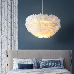 法式客厅高级感羽毛吊灯浪漫奶油风卧室灯现代简约创意吧台餐桌灯