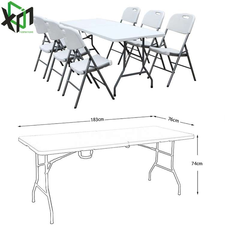 便携长桌餐桌 培训会议吹塑折叠桌 183CM摆摊桌户外折叠桌椅