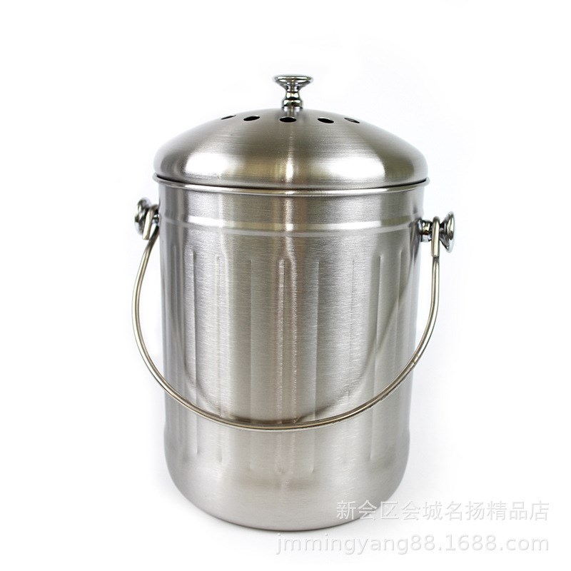 热卖款5L厨房堆肥桶双层盖防漏水白色堆肥厨余垃圾桶