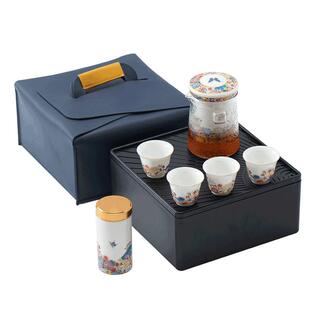 旅行茶具套装 户外泡茶壶印LOGO 新品 蝶恋花快客杯小套收纳盒便携式