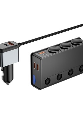 新款180W大功率车载点烟器一拖三汽车qc3.0PD手机快充车载充电器