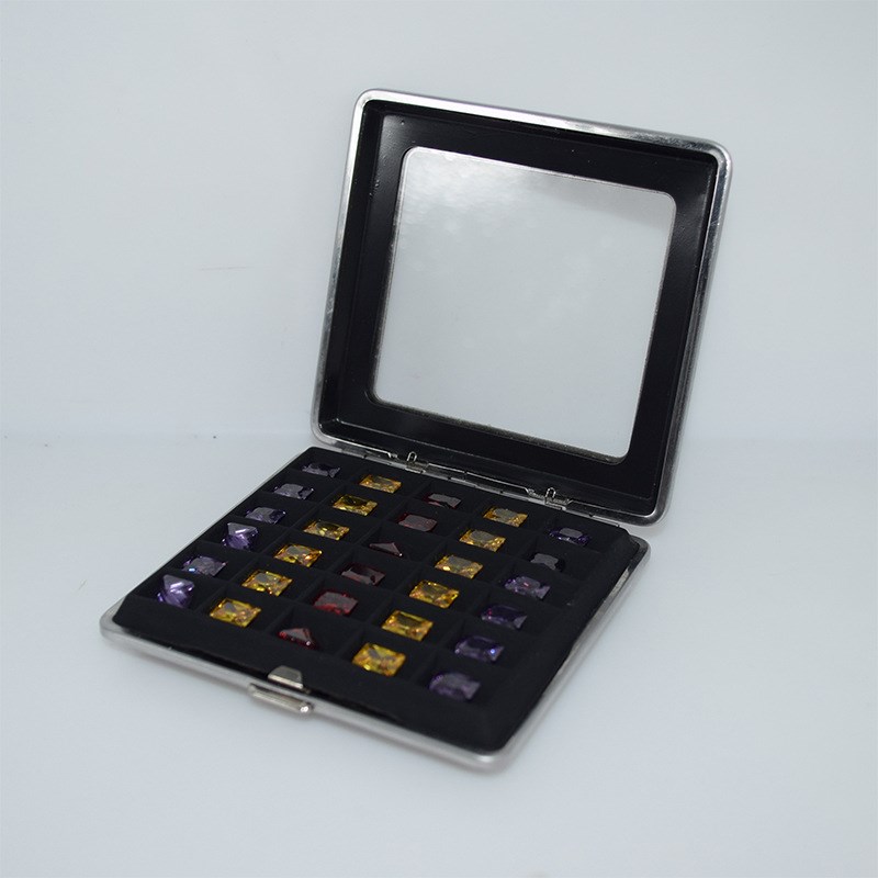 30格软硅胶内垫宝石展示盒珠宝便捷收纳盒裸砖盒天窗盒子玻璃按扣