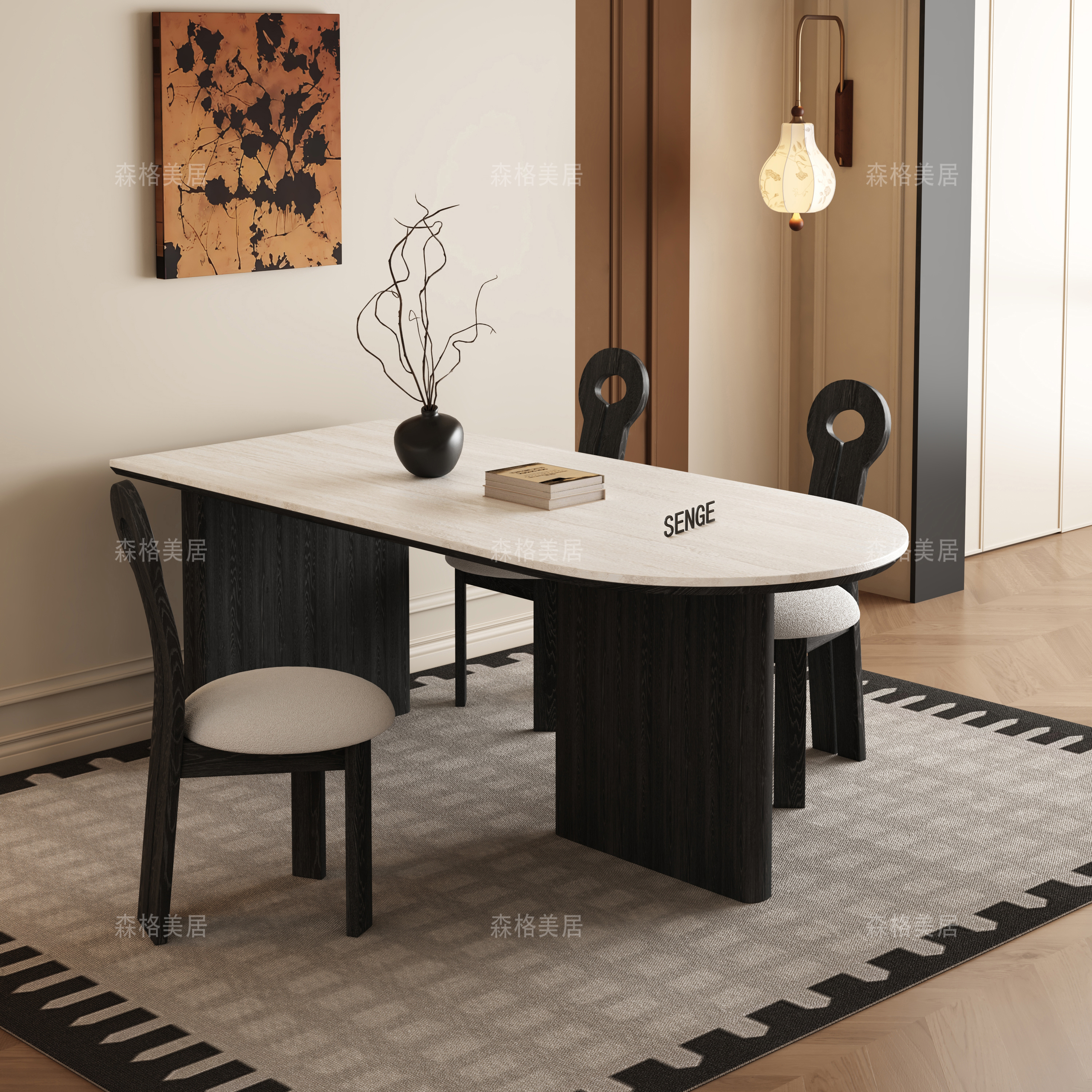 德利丰岩板餐桌家用小户型