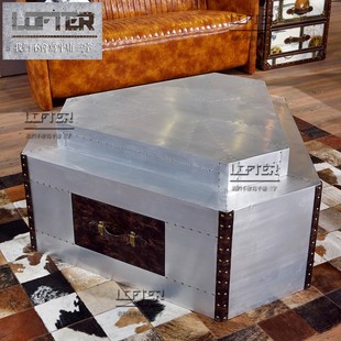 六角形茶几LOFT工业风复古酒吧KTV餐吧茶台定做家具 铝皮铆钉个性