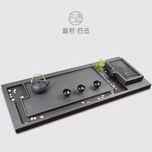 全自动烧水一体家用茶海 天然乌金石茶盘流水养鱼禅意石头茶台套装