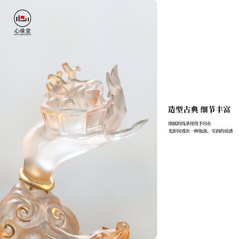 心缘堂琉璃四十二手香插香器贴金摆件家用客厅送礼