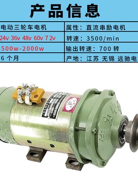 直流电动机大棚卷帘机24伏36v500w48v1200w60V1300直流有刷电机