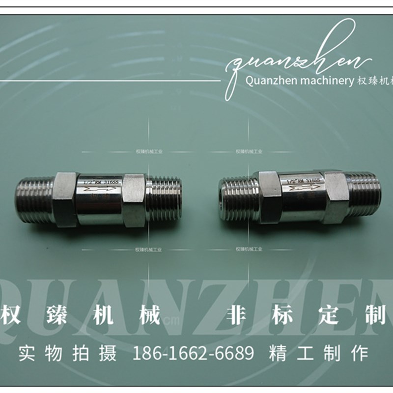 不锈钢316分体式外丝外螺纹直通单向阀止回阀逆止阀 4分 ZG PT1/2