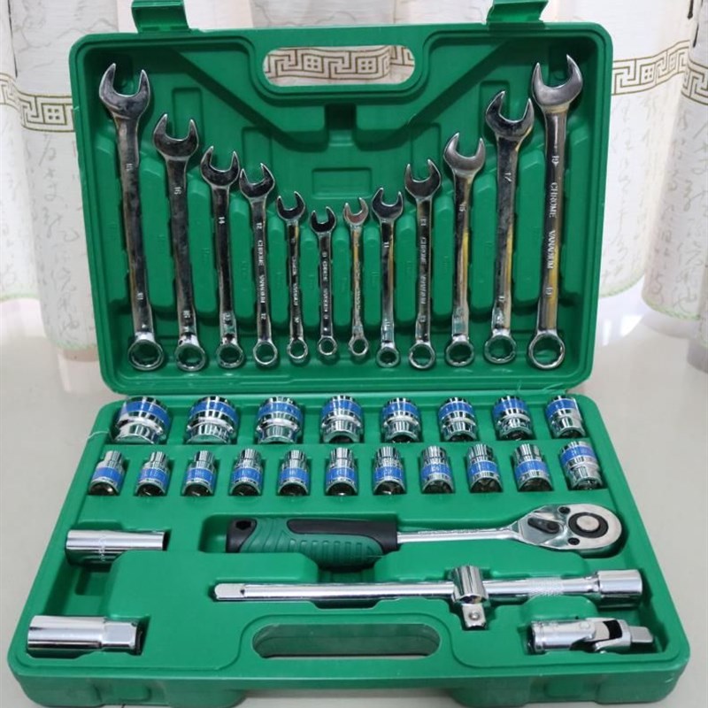 32件套筒扳手37件汽修工具开口梅花扳手家用工具组套手动工具