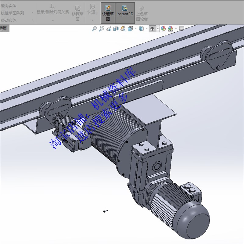 龙门行车吊架设计模型电葫芦横移轨道工字钢型材sw三维3D图纸[905