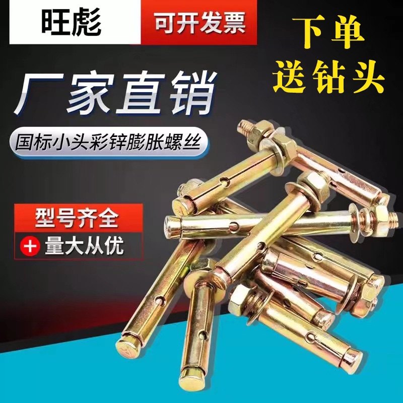 国标彩锌膨胀螺丝拉爆带孔膨胀螺丝镀锌膨胀螺栓爆炸螺丝M6-M12