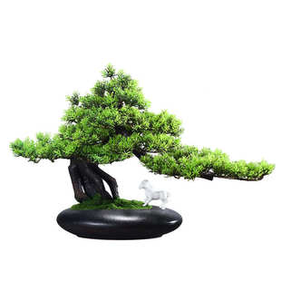 客厅仿真黄山迎客松盆景摆件造景玄关装饰仿生造型树盆栽红枫松树