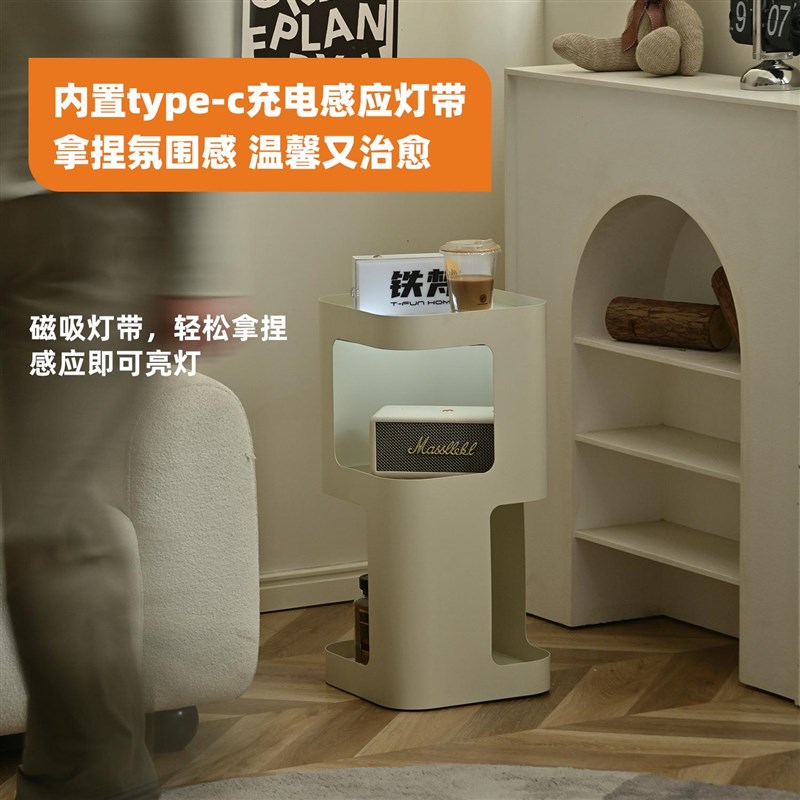铁梵铁艺创意迷你小边几边柜沙发边置物架极窄黑色床头桌床边桌子