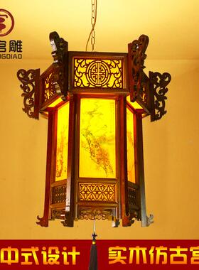 中式彷古大红色宫灯实木灯笼别墅大门寺庙阳台过年春节节日户外吊