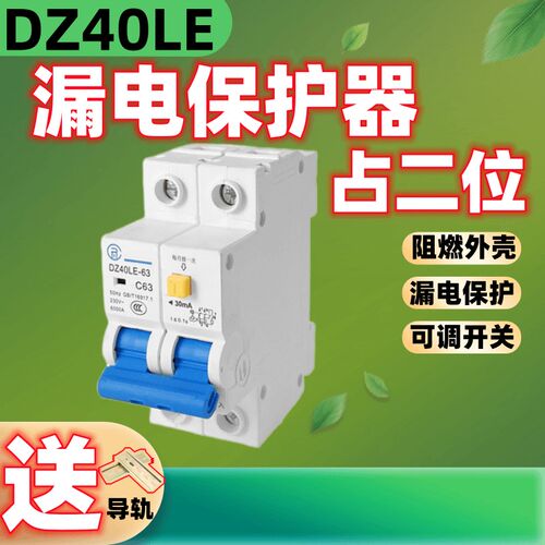上海人民漏电保护器DZ40LE-2P63a家用二位漏保空气开关带漏电保护